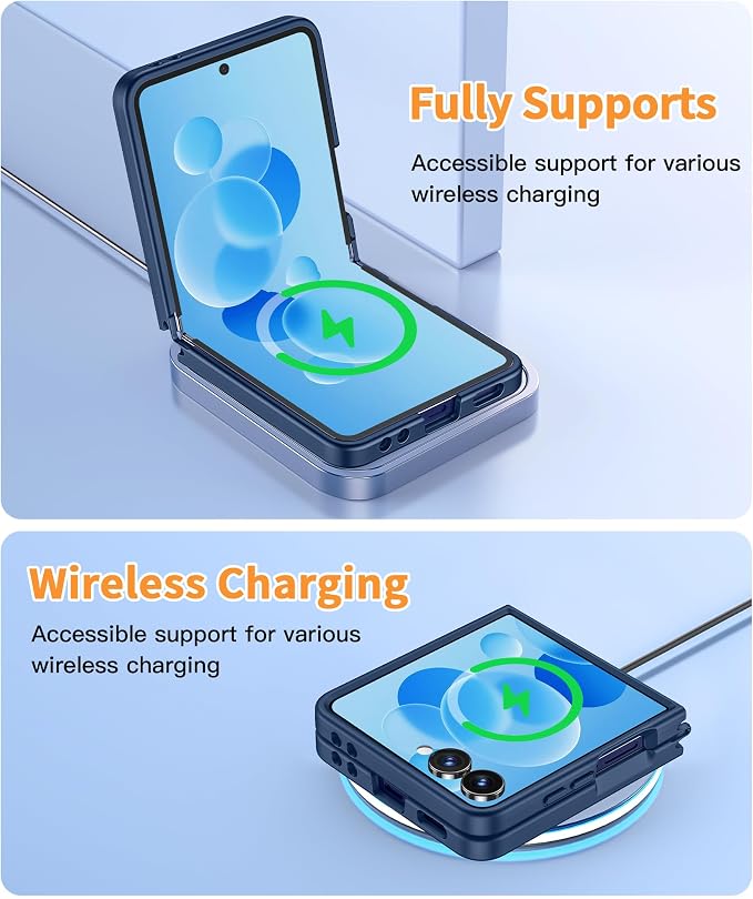 FNTCASE for Samsung-Galaxy Z-Flip-7 Magnetic Case:Translucent Matte Textured Military Grade Drop Protection Phone Cover - Durable Rugged Shockproof Protective Bumper Cases