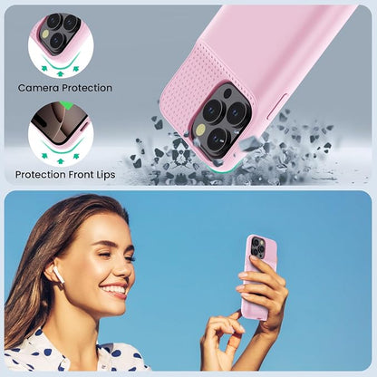 Feob Battery Case for iPhone 16 Pro Max,Ultra-Slim 8600mAh Portable Charger Cover 360°Protection Rechargeable Extended Battery Charging Case for iPhone 16 Pro Max-Pink