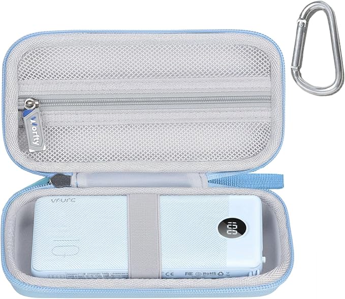 Case for VRURC for VEGER for charmast Portable Power Bank Built-in Cables - Travel Protective Carrying Storage Bag (Case Only) (Blue)