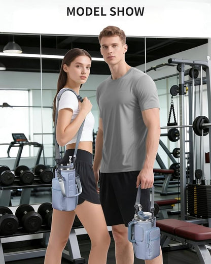 sportsnew Magnetic Gym Bag for Women Men, Water Bottle Carrier Holder with Strap & Phone Pockets for 40oz Tumbler with Handle, 4 Built-in Magnets Small Gym Bag for Sports, Workout, Fitness, Walking