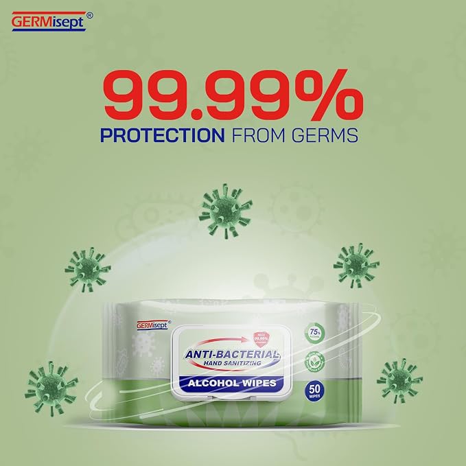 Advanced 75% Alcohol Antiseptic Hand Sanitizer Multipurpose Wipes (50 Count x 1 Pack = 50 Wipes)