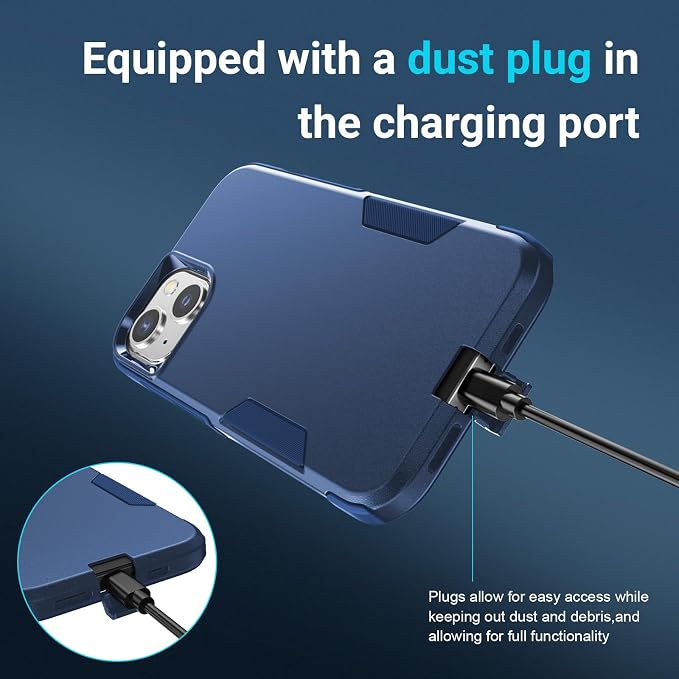 jaroco for iPhone 13 Case & iPhone 14 Case & iPhone 15 Case [Heavy Duty Protection][Compatible with MagSafe][Military Grade Drop Protection][Shockproof] with Non-Slip Removable Phone Cover 6.1''-Blue