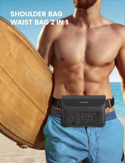Lamicall Waterproof Fanny Pack, Cruise Essentials 2025 - [Elastic Waist Strap] Dry Bag Pouch, Travel, Boat, Paddle, Kayak, Beach, Swimming Accessories, 8.7” for iPhone 17 16 15 14 13 Pro Max Air