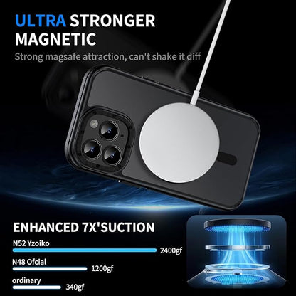 Strong Magnetic case for iPhone 14 pro max [5X Military-Grade Shockproof for iPhone 14 pro max Phone case] Compatible with MagSafe Shockproof Slim Thin Cover 6.7 inch, Black Bumper Case