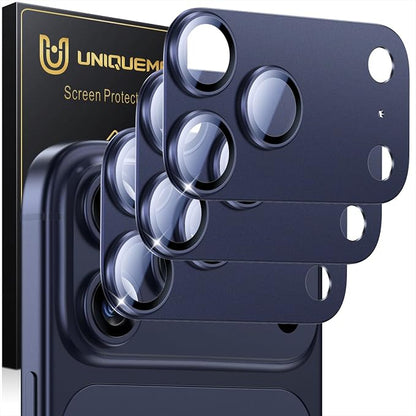 UniqueMe for 3 Pack iPhone 17 Pro Camera Lens Protector - [Drop Protection] [Case Friendly] 9H Tempered Glass Camera Cover Screen [Update New Version] - All Blue