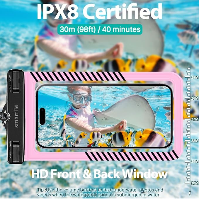 Waterproof Phone Pouches Bags Holder, Cell Phone Water Protectors 4 Pack for Swimming, IPX8 Waterproof Phone case Cover for iPhone 15 14 13 Pro Max 12 11, for Galaxy S24 S23 Ultra Up to 7"