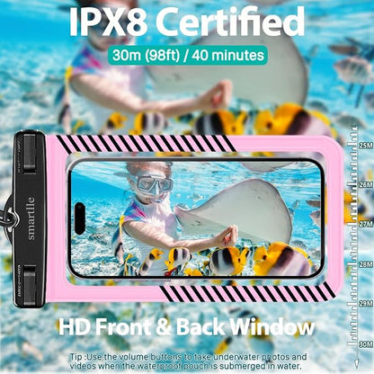Waterproof Phone Pouches Bags Holder, Cell Phone Water Protectors 4 Pack for Swimming, IPX8 Waterproof Phone case Cover for iPhone 15 14 13 Pro Max 12 11, for Galaxy S24 S23 Ultra Up to 7"