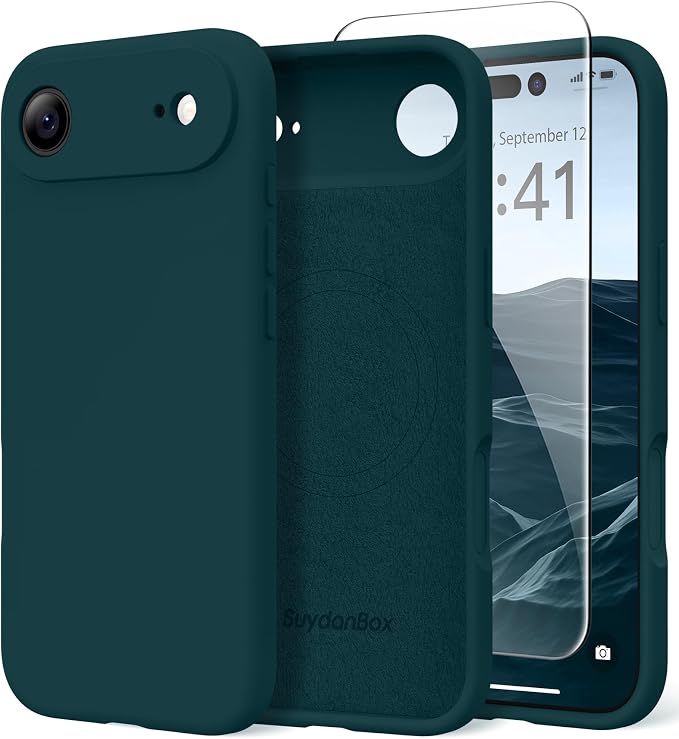 Magnetic for iPhone Air Case, Compatible with MagSafe, [Full Camera Protection][Screen Protector] Silicone Shockproof Protective Phone Case for iPhone 17 Air 6.5", Deep Blue