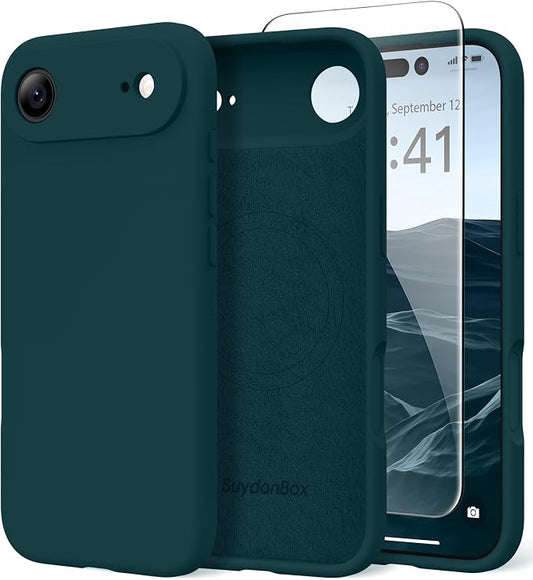Magnetic for iPhone Air Case, Compatible with MagSafe, [Full Camera Protection][Screen Protector] Silicone Shockproof Protective Phone Case for iPhone 17 Air 6.5", Deep Blue