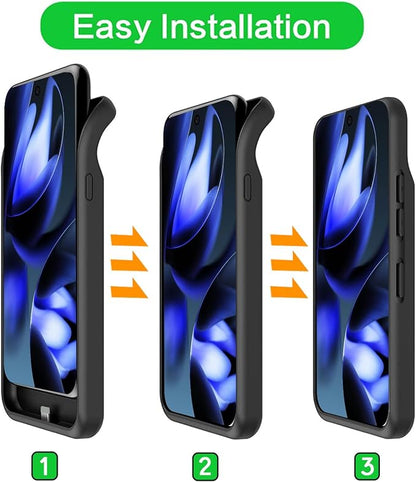 Battery Case for Pixel 9a, Upgraded 10000mAh Battery Pack Rechargeable Charger Case with Wireless Charging Compatible for Pixel 9a(6.3 inch) External Charging Cover(Black)