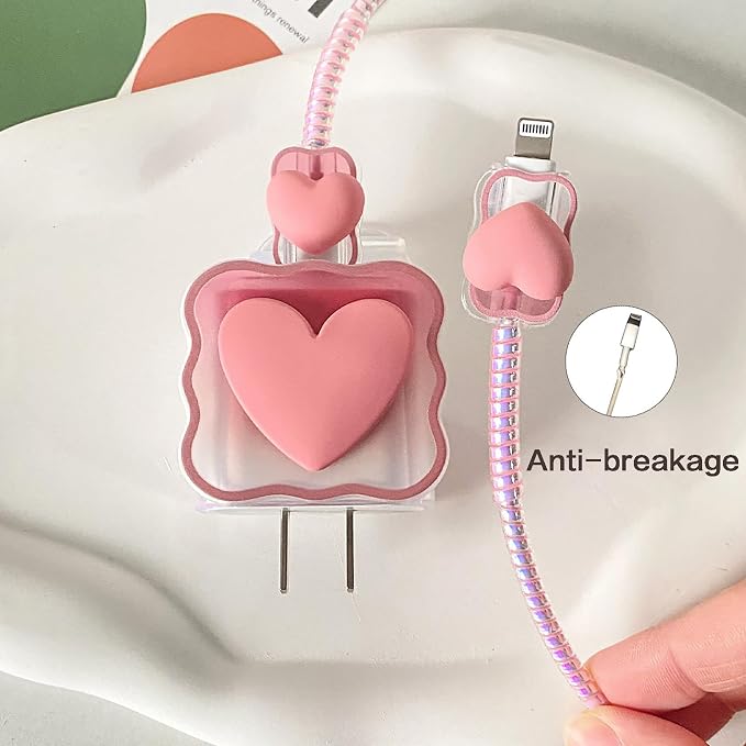 Compatible with Apple iPhone 18W/20W USB-C Power Adapter Charger Protective Cover Cute Bow Protector Kawaii Cable Saver for iPhone 14 15 16 17 Pro Max Fast Charger