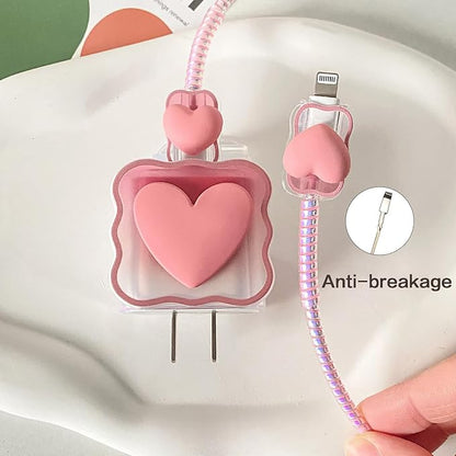 Compatible with Apple iPhone 18W/20W USB-C Power Adapter Charger Protective Cover Cute Bow Protector Kawaii Cable Saver for iPhone 14 15 16 17 Pro Max Fast Charger