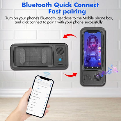 Wireless Bluetooth Speaker for Bathroom , Shower Phone Holder Speaker , Waterproof 360 Rotation Viewable Shower Phone Case Speakers for Bathroom Wall Mirro Compatible with iPhone, Galaxy(Black)