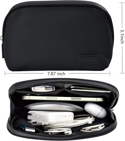 CAAORDKSO Travel Essential Electronics Organizer Bag, Tech Pouch Electronic Accessories Carry Case Portable Waterproof Storage Bag for Travel Accessories, Cable, Charger, Power Bank, Earphone, Black