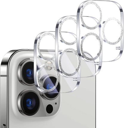 UniqueMe 3 Pack Compatible for iPhone 14 Pro Max/iPhone 14 Pro Camera Lens Protector,[[Scratch-Resistant] Case Friendly]- Silver