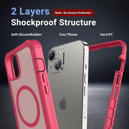 jaroco Magnetic for iPhone 14 Case, [Compatible with MagSafe][Military Grade Drop Protection][Heavy Duty Protection][Non-Slip][Shockproof] 2-Layer Durable Bumper Phone Case 6.1''-Rose