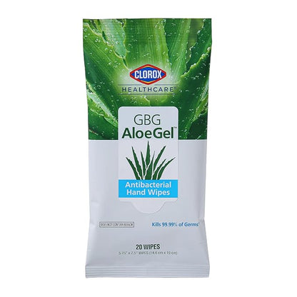 Clorox Healthcare GBG AloeGel Hand Sanitizer Wipes - Bleach-Free Hand Sanitizing Wipes for Hands in Resealable Pouch - Disinfecting Sanitizer Solution for School Supplies & Office Use, 20 Count