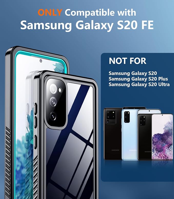 Temdan for Samsung Galaxy S20 FE Case Waterproof, [Military-Grade Drop Protection] [IP68 Underwater] Full Body Heavy Duty Rugged Shock-Proof Case for S20 FE 6.5''-Teal