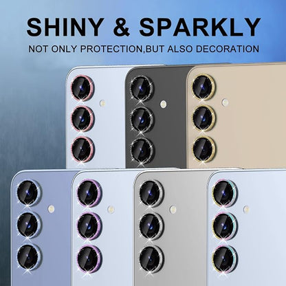for Samsung Galaxy S25 Plus Camera Lens Protector, Electroplated Matte Back with 9H Tempered Glass Lens Protector, [Strong Adsorption] [Case-Friendly] Metal Ring HD Clear Lens Cover,BlackShiny