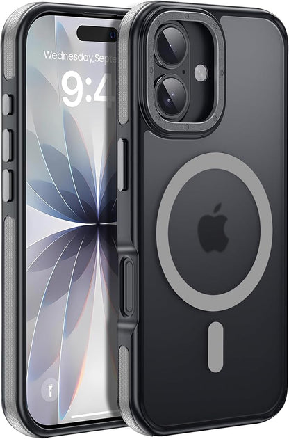 Strong Magnetic for iPhone 17 case [10Ft Military-Grade Protection] Compatible with fit MagSafe Shockproof Slim Thin Cover case for iPhone 17 6.3 inch, Gray Bumper