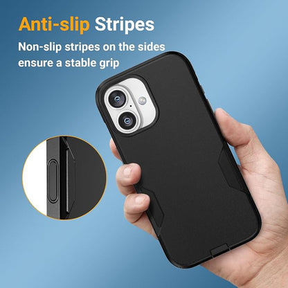 jaroco for iPhone 17 Case [Heavy Duty Protection][Compatible with MagSafe][Military Grade Drop Protection][Shockproof] with Non-Slip Removable Phone Cover 6.3''-Black