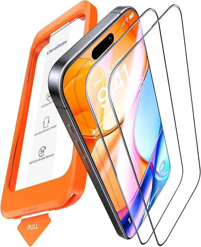 UltraGlass UNBREAK TOP 9H+ Armor for iPhone Air Screen Protector [No.1 Military Grade Shatterproof] Screen Protector 17 Air Tempered Glass 2025 [Longest Durable] OneStep Auto-Install, 2 Pack