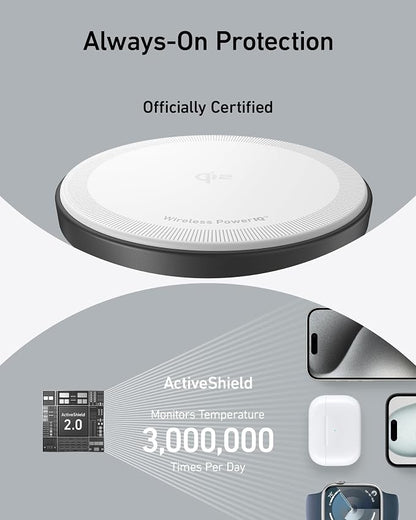 Anker MagSafe Charger Stand Compatible, iPhone 17 MagGo 3 in 1 Wireless Charging Station,Qi2 Certified 15W Wireless Charger, Desk Accessory, for iPhone 16/15/14/13 Series Apple Watch, AirPods