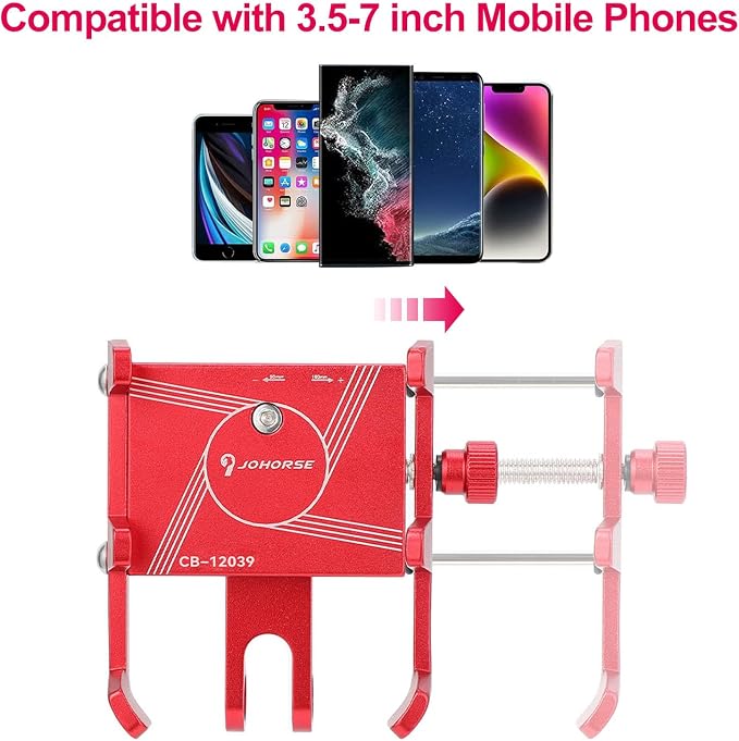 2 in 1 Aluminum Bicycle Phone Mount, Alloy Motorcycle Phone Holder, Fork/Road Mountain Bike MTB Stem Mounted or Handlebar Mounted, for iPhone Universal Smartphones 4-7inch (Black)