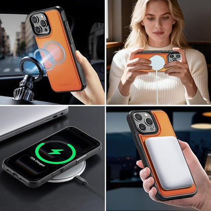 Strapurs for iPhone 16 Pro Max Detachable Wallet Case Compatible with Magsafe, RFID Blocking 9-Card Holder Zipper Strap Lanyard PU Leather Magnetic Phone Case for iPhone 16 Pro Max 6.9", Orange