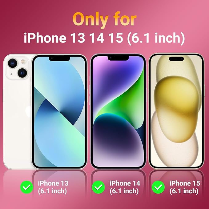 jaroco for iPhone 13 Case & iPhone 14 Case & iPhone 15 Case [Heavy Duty Protection][Compatible with MagSafe][Military Grade Drop Protection][Shockproof] with Non-Slip Removable Phone Cover 6.1''-Pink