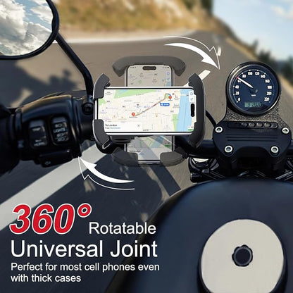 Bike Phone Holder, Motorcycle Mount,Motorcycle Phone Holder, Handlebar Cell Phone Clamp, Bicycle Scooter Phone Clip with Safe Lock, Bicycle Accessories, More 4.6" to 6.8" Smartphones