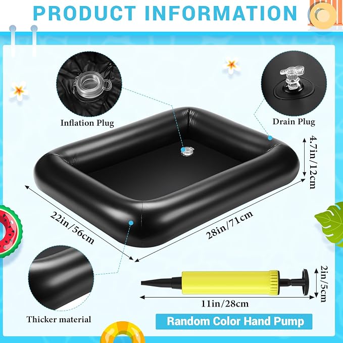 FillTouch Rectangular Inflatable Serving Bar Floating Drink Holder for Pool Inflatable Cup Holders Hot Tub Accessories, Adults Swimming Fun Drink Floats for Swimming Pool Party(Black)