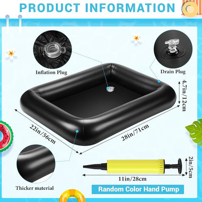 FillTouch Rectangular Inflatable Serving Bar Floating Drink Holder for Pool Inflatable Cup Holders Hot Tub Accessories, Adults Swimming Fun Drink Floats for Swimming Pool Party(Black)