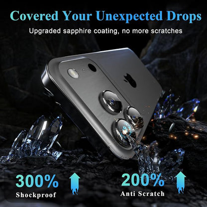 YWXTW Camera Lens Protector for iPhone 17 Pro/iPhone 17 Pro Max, [1 Step Installation Tray] Tempered Glass Screen Protector Metal Individual Camera Cover Accessories Case Friendly (Grey)