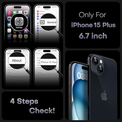TOCOL for Phone 15 Plus Case, Compatible with Magsafe Charger, Full Camera Protection, Drop Protection, Translucent Matte Phone Case for iPhone 15 Plus 6.7 inch (Black)