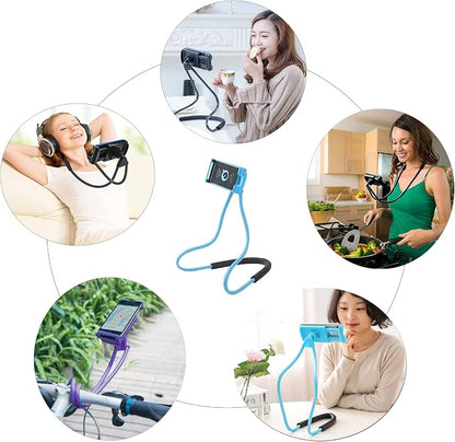 Lazy Neck Phone Holder, Around The Neck Phone Holder for Hands-Free Mobile Phone Holder on Bed/Tableb, 27.6'' Length for 4.7''-6.7'' Size (Blue)