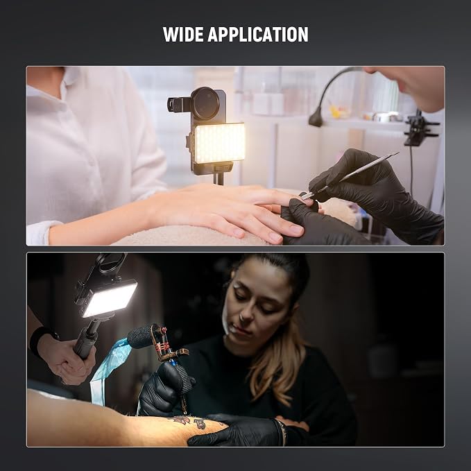 NEEWRE Basics LED Selfie & Tattoo Light Compatible with iPhone, Clip on CPL Filter/Tripod Stand/Phone Holder, Fill Lighting Remove Reflection for Art Food Jewelry Photography Video Recording, BL120B