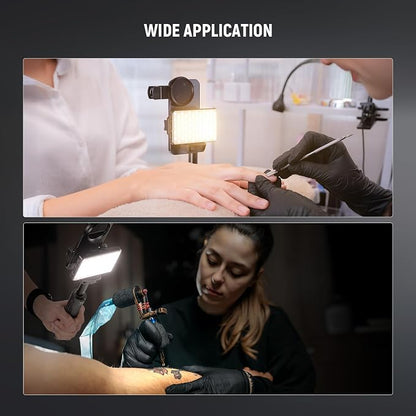 NEEWRE Basics LED Selfie & Tattoo Light Compatible with iPhone, Clip on CPL Filter/Tripod Stand/Phone Holder, Fill Lighting Remove Reflection for Art Food Jewelry Photography Video Recording, BL120B