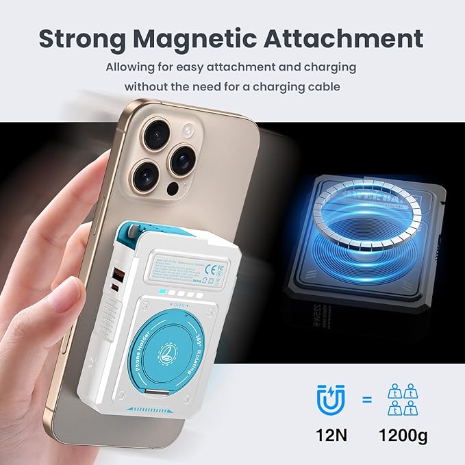 for Magsafe Battery Pack 10000mAh,5-in-1 Magnetic Portable Charger with Wall Plug, Wireless Power Bank for Apple Watch,22.5W Fast Charging PowerBank for iPhone 17 Pro Max/16/15/14/13/12 Mini