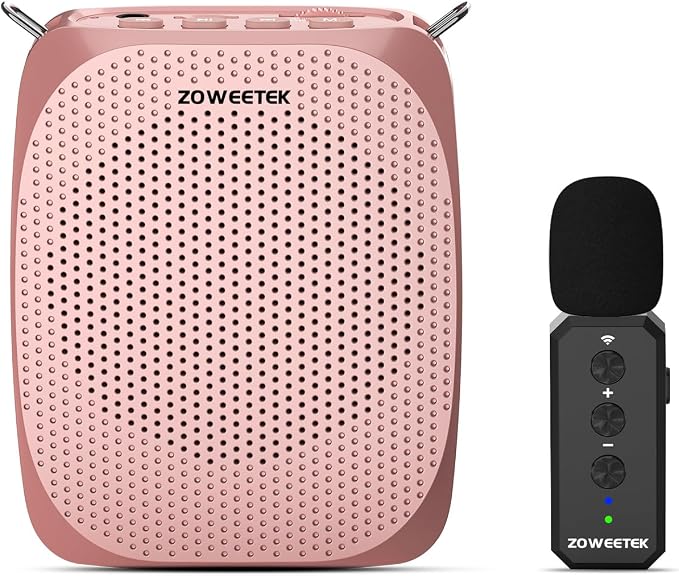ZOWEETEK Voice Amplifier with Wireless Lavalier Lapel Microphone, Personal Teacher Microphone, Portable Speaker Clip On Microphone, Mini Voice Amplifier for Speech, Meeting, Yoga