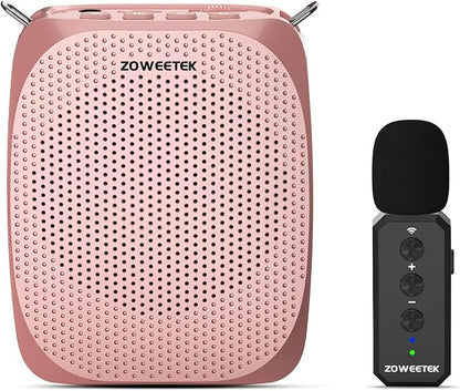 ZOWEETEK Voice Amplifier with Wireless Lavalier Lapel Microphone, Personal Teacher Microphone, Portable Speaker Clip On Microphone, Mini Voice Amplifier for Speech, Meeting, Yoga