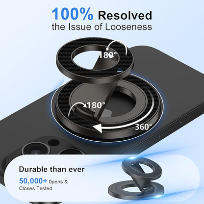 Magnetic Phone Grip Stand for Samsung Galaxy S26/S25 Ultra/S24 FE/Z Fold7/Flip7, MagSafe Ring Holder Gym Finger Magnet Grip Kickstand Dual-Sided Magnetic Car Mount for iPhone 17 Pro Max/16e/16 Pro Max