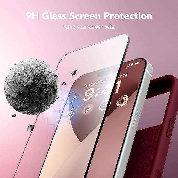 GONEZ Magnetic for iPhone 17 Pro Max Case, Compatible with MagSafe, [Screen Protector + Camera Lens Protector], Liquid Silicone Anti-Scratch Shockproof Protective Phone Case 6.9 inch, Maroon