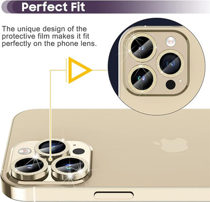 Suoman for iPhone 14 Pro Max Camera Lens Protector / 14 Pro Camera Lens Protector, Camera Cover Tempered Glass for iPhone 14 Pro Max 6.7 inch/for iPhone 14 Pro 6.1 inch [Perfectly Fit] - Bling -Gold