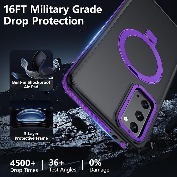 for Samsung Galaxy S20 FE Case, Magnetic Adjustable Ring Stand [Fit for Magsafe], [Military-Grade Shockproof Protection] Phone Case with Kickstand&Ring Holder (Purple)