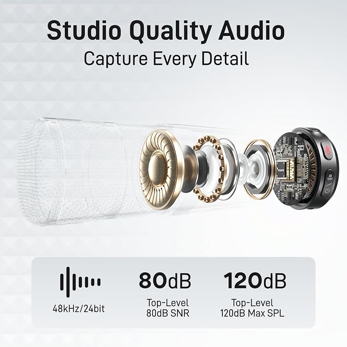 MAONO Wireless Lavalier Microphone for iPhone 14 & Below, MFi Certified Lightning Plug, 48KHz 24Bit, 1000ft Range, Voice Filter, Noise Cancellation, 30H Use for Video Recording, Streaming - Wave T5