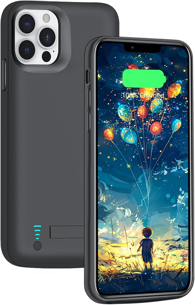 Upgraded Battery Case for iPhone 13/13 Pro, 5000mAh Rechargeable Extended Battery Charging Charger Case, Add 100% Extra Juice (6.1 Inches) Black