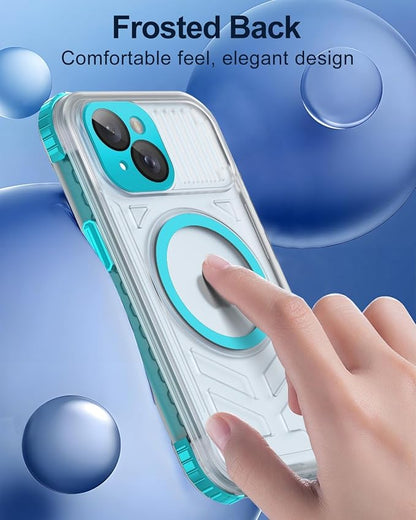 for iPhone 15 Waterproof Case with Magsafe, Built-in [Camera & Screen Protector] [Lanyard], IP68 Water Proof Full Body Dustproof Heavy Duty Frosted Protective Phone Cover, 6.1" Teal