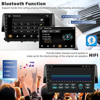 Android 13 Car Stereo Radio for Honda Civic 2016 2017 2018 2019 2020 with Wireless CarPlay Android Auto 1G+32G 9 Inch Touchscreen Bluetooth GPS Navigation WiFi HiFi FM Backup Camera MIC