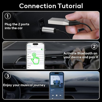 Meliya Aux to Bluetooth 5.3 Adapter for Car, USB 2.0 to 3.5mm Bluetooth Receiver Jack Kit with Built-in Microphone Aux Input for Hands-Free Calls, Car Speaker, Home Audio, Music Streaming